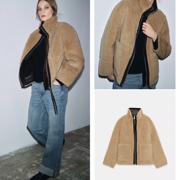 Zara Jackets & Blazers - NWT Zara | ZW COLLECTION FAUX SHEARLING DOUBLE-FACED Tan Teddy Jacket for Women